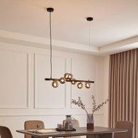 Lucande pendant light Diborah, smoke grey, glass, 90 cm, G9
