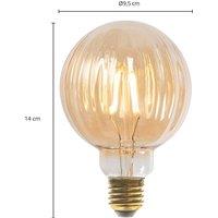 Lucande E27 3.8W LED G95 2,700K 340lm fluted amber 5-pack