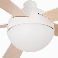 FARO BARCELONA Izaro ceiling fan with an LED light, white/maple