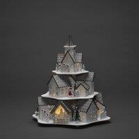 Konstsmide Christmas Houses LED light, wooden silhouette, white