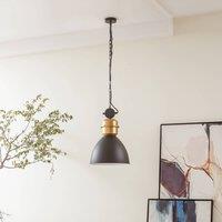 Lucande pendant light Kaeloria, black/brass, aluminium, 35 cm