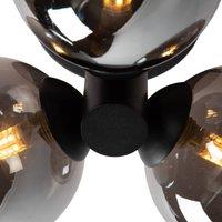 Lucide Trudy bathroom ceiling light, 3-bulb, black/smoke