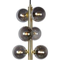 Lucide Tycho pendant light, 6-bulb, gold/smoky grey