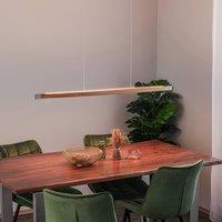 Quitani LED hanging light Kiera, oak/nickel, 118 cm