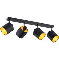 Argon Suerte ceiling light, black/gold, 4-bulb, textile, steel