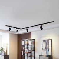 Prios Marny three-circuit track lighting system black 4-bulb