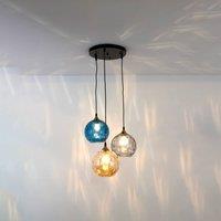 Hollnder La Spezia pendant 3-bulb glass amber/blue/smoke