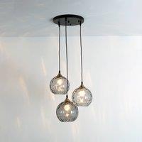 Hollnder Milano pendant light, 3 smoked glass lampshades