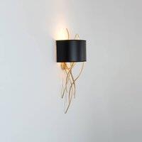 Hollnder Elba Corto wall light, 1-bulb, black/gold
