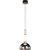 FISCHER & HONSEL Avignon pendant light, 1-bulb, smoked glass/black/gold