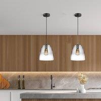 FISCHER & HONSEL Miro pendant light, 1-bulb, smoked glass/clear, 20cm