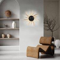 FISCHER & HONSEL LED wall light Sol, black with golden rays