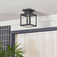 Lindby Mandus outdoor ceiling light, black, stainless steel, 22cm