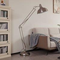 Lindby floor lamp Leia, silver, metal, 180cm, rotatable, E27