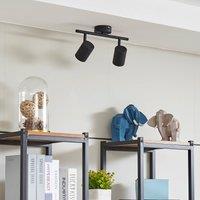 Lindby downlight Jorell, black, 31 cm, 2-bulb, GU10