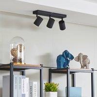 Lindby downlight Jorell, 35 cm, black, 3-bulb, metal