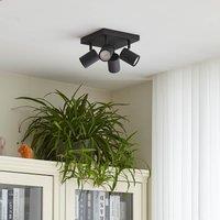 Lindby downlight Jorell, black, 20 cm, black, 4-bulb.