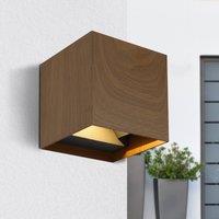 Globo Veronika outdoor wall lamp up/down cube wood look