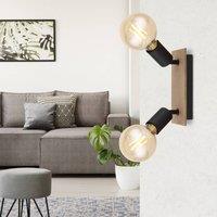 Globo Martha downlight with a wooden panel, 2-bulb