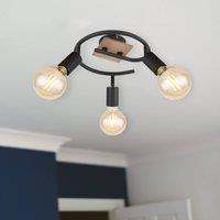 Globo Martha ceiling light with wood, spiral, 3-bulb