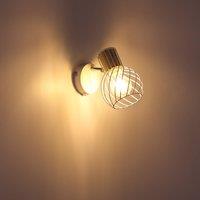 Globo Luise wall light in white, wooden look socket