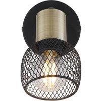 Globo Fiastra wall light, black/antique brass
