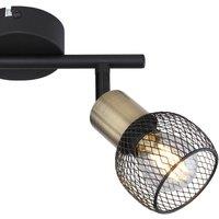 Globo Fiastra ceiling light, black/antique brass, 2-bulb