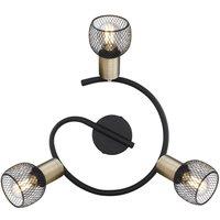 Globo Fiastra ceiling light, black/antique brass, 3-bulb