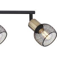 Globo Fiastra ceiling light, black/antique brass, 4-bulb