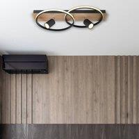 Globo Danny LED ceiling light, wooden panel, dimmable