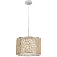 Viokef Grido pendant light bamboo lampshade, white