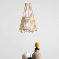 Envostar Lohr hanging light, wood, conical 39 cm