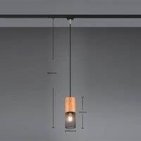 Trio Lighting Tosh track light for DUOline, black, wood detail, E27