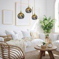 Eko-Light Monte pendant light, 3-bulb, beam, gold