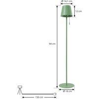 Lindby LED floor lamp Hilario, green, iron, rechargeable battery