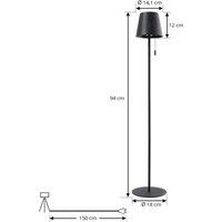 Lindby LED floor lamp Hilario, black, iron, rechargeable battery