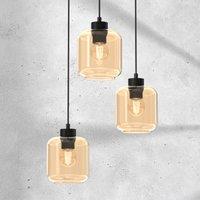 Eko-Light Sombra pendant light, amber, 3-bulb, round