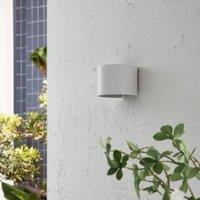 Lindby LED outdoor wall light Nivar, round, white, metal, IP54