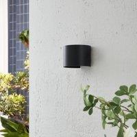 Lindby LED outdoor wall light Nivar, round, black, IP54