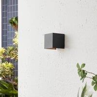 Lindby Nivar LED outdoor wall light, angular, black/gold, IP54
