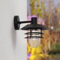 Lindby outdoor wall light Meliora, black, iron, IP44, E27