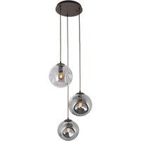 Lindby Valentina pendant light, E27, 49 cm, smoke grey, glass