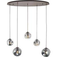 Lindby Valentina pendant light, E27, 125.5cm high, grey, glass