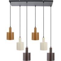 Lindby hanging light Ovelia, brown/coffee/beige, 6-bulb, E27