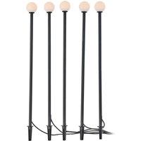 Lindby LED solar light Freydis, set of 5, black, 2,000 K