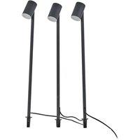 Lindby LED solar light Myric, set of 3, black, aluminium, 3,000K