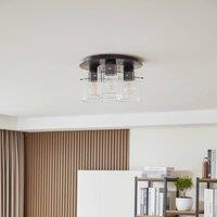 Lucande ceiling light Eirian, 3-bulb, black, glass, E27