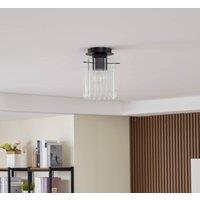 Lucande ceiling light Eirian, 1-bulb, black, glass, E27