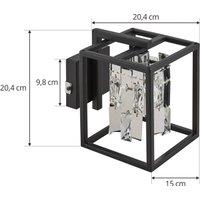 Lucande Arcan wall light, chrome colour/black, crystal glass