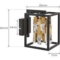 Lucande Arcan wall light, gold/black, crystal glass